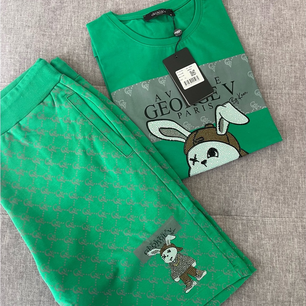 Avenue George V Paris Short Set Men's 2 piece set short sleeve  Rhinestone XL - Picture 3 of 10